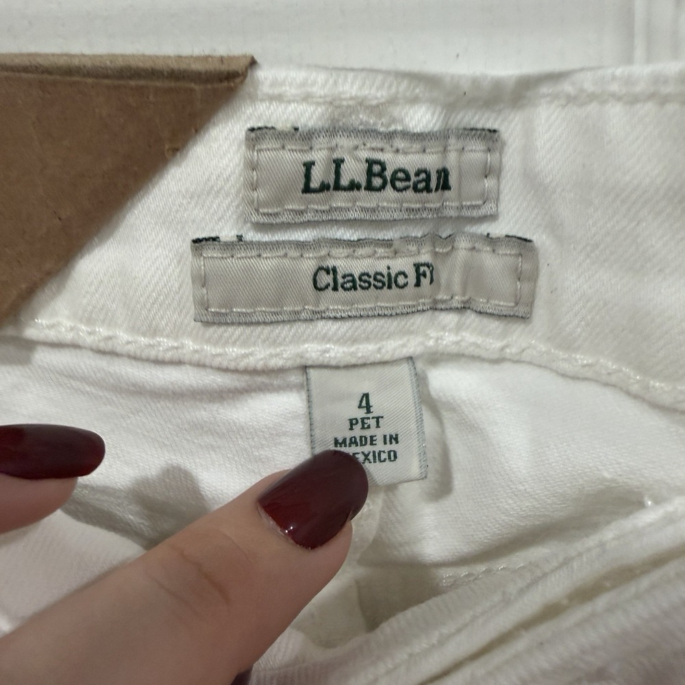 NWT L. L. Bean 4 Petite White Denim Pants Beach Cruise Classic Fit NWT Classy - Picture 6 of 8